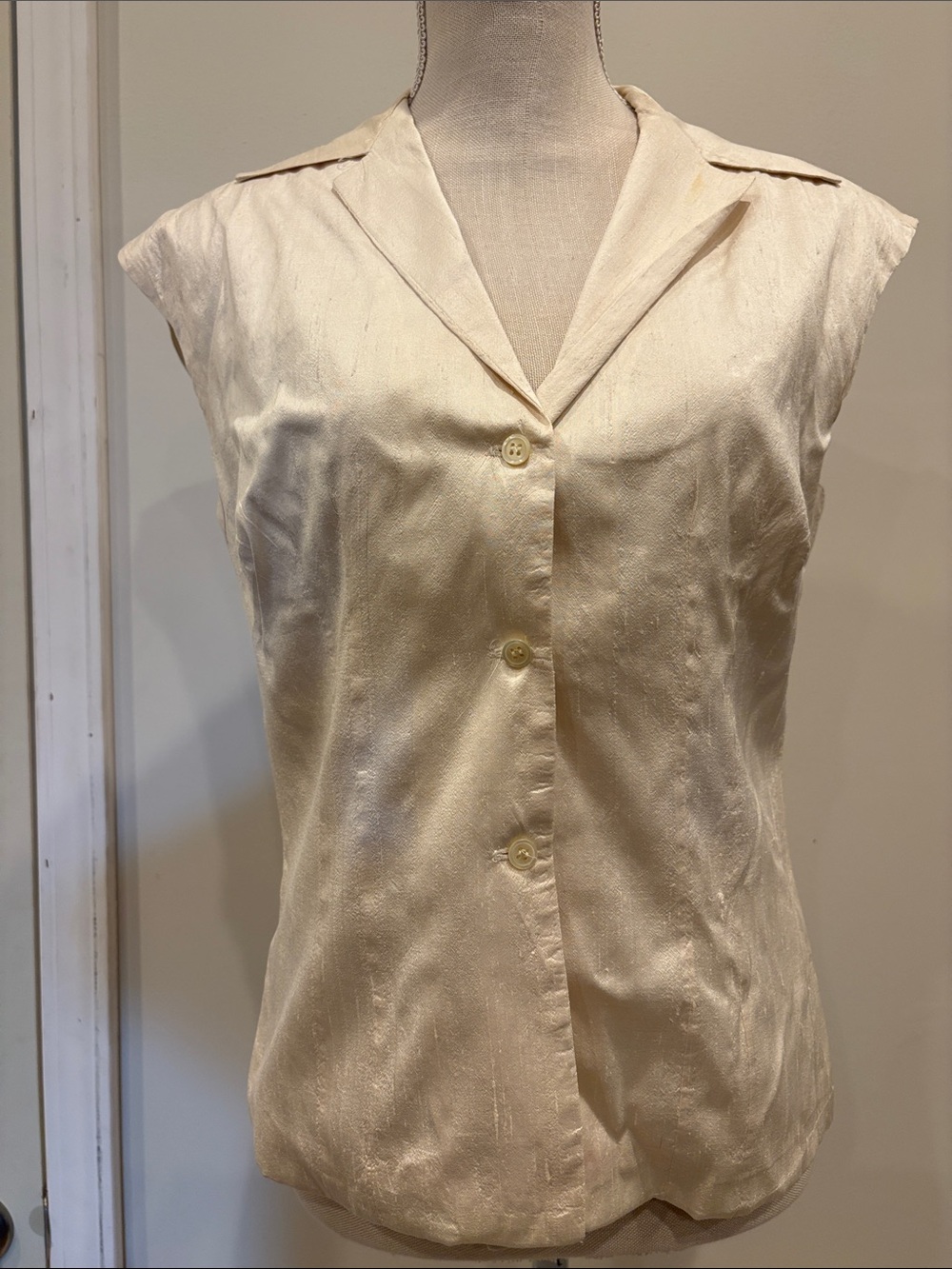 Vintage Norma Kamali Button up Women's Off-white vest, size 08